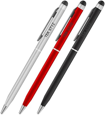 Pro Stylus Pen עבור HTC Desire 300 עם דיו, דיוק גבוה, צורה רגישה במיוחד וקומפקטית למסכי מגע [3 חבילה-שחורה-אדומה-סילבר]